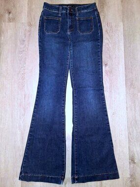 Angry Rabbit Bell Bottoms Jeans Size 27/5 Distressed Denim Flares Wide Leg